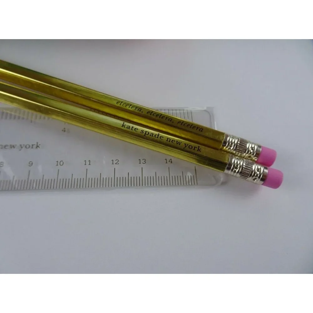 Kate Spade BIRD Party Pencil Case Pouch Ruler Eraser Sharpener Pencils 6-PC Set - Picture 8 of 11